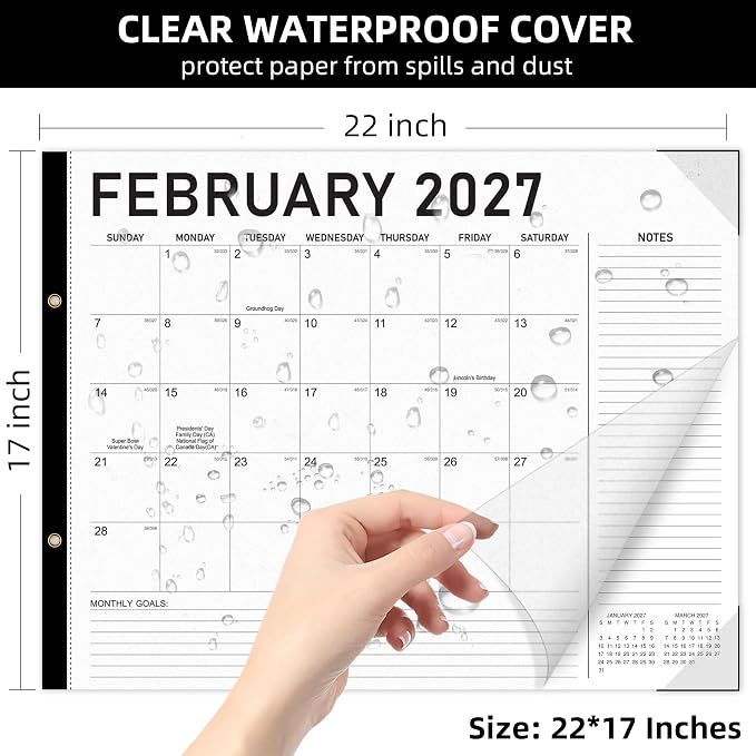 Tcamp Desk Calendar 2026-2027 Large 22 x 17 Inches from July 2026 to December 2027, 18 Months Extra Large Desktop Monthly Calendar Pad for Home School Office