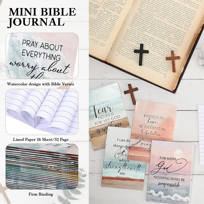 Kosiz 50 Pcs Christian Gift Bulk Mini Bible Verse Notepads Small Inspirational Scripture Note Pads Religious Notebooks Journal for Women Men Church Vbs Sunday School Teacher Student Back to School