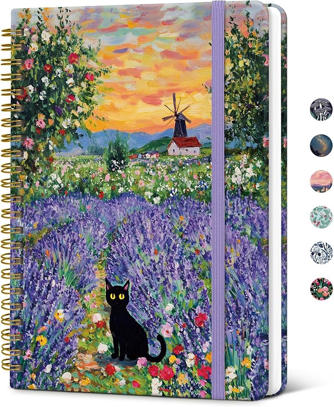 Taja Pretty Journal for Women, A5 Spiral Notebook, Hardcover College Ruled Journal, Notebook for Work, Journaling, Note Taking, 140 Pages, Lavender Dusk
