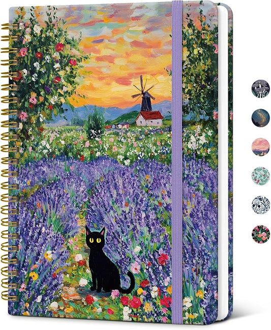 Taja Pretty Journal for Women, A5 Spiral Notebook, Hardcover College Ruled Journal, Notebook for Work, Journaling, Note Taking, 140 Pages, Lavender Dusk