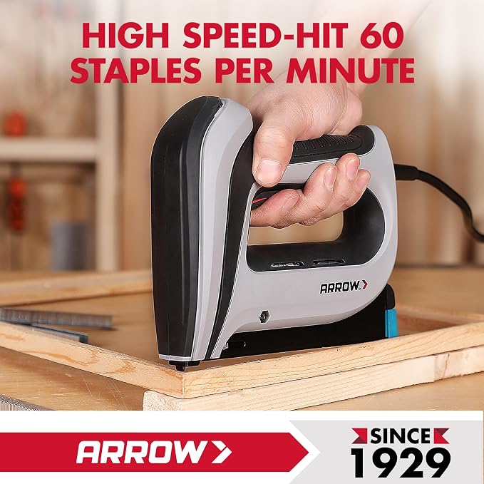 Arrow T50ACD Heavy Duty Electric Staple Gun, Fits 1/4" to 1/2" Staples | Corded Staple Gun for Upholstery, Furniture, Office, Decorating, Fits 1/4", 5/16", 3/8", or 1/2" Staples