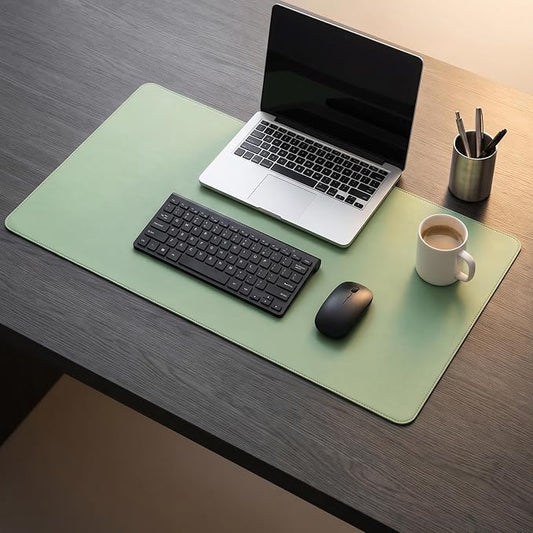 Leather Desk Pad Protector,Non-Slip Mouse Pad,Laptop Desk Pad,Office Mouse Mat,Waterproof Leather Desk Blotter,Desk Writing Pad for Office and Home (Green,31.52''x35.85'')