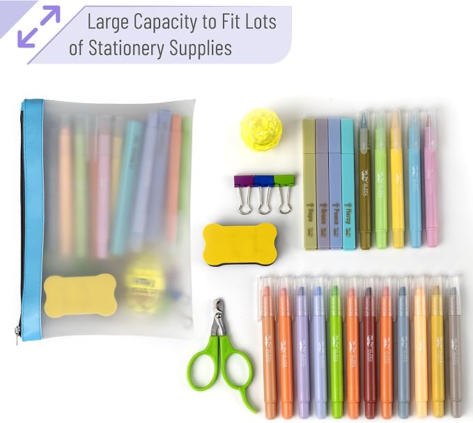 Mr. Pen- Clear Pencil Pouch, 9" x 6.88", 3 Pack, Durable TPU Material | Large Water-Resistant Pencil Bags with Smooth Zipper, Multipurpose Clear Pouch for Stationery, School, Office