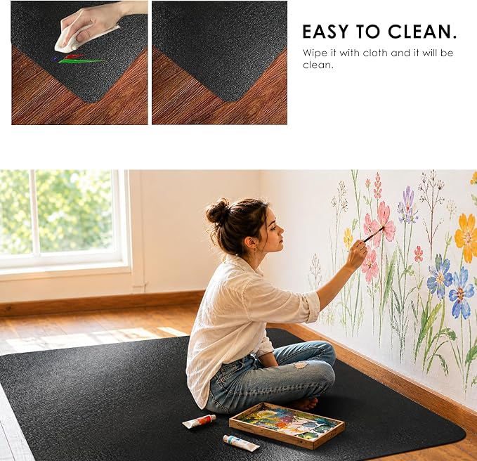 Kuyal Chair mat for Hardwood Floor 44 x 58 inches Rectangle Floor Mats Wood/Tile Protection Mat for Office & Home, Black