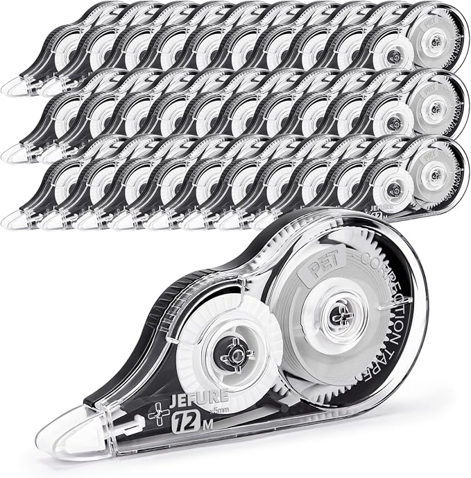 30 Pcs Correction Tape, 39.37 Ft White Wrong Out Tear-Resistant Bulk, Instant Corrections Easy to Use Applicator for School, Office, Note Taking, Journal (Tape Width 0.2 in，Clear)
