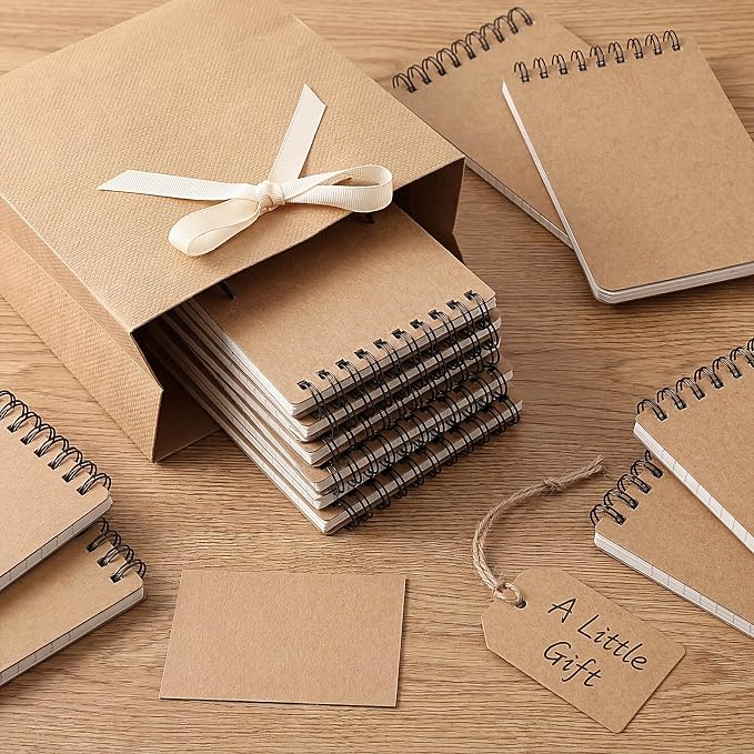BESARME 10 Pcs Small Notepads 3x5, Kraft Spiral Pocket Notebook Bulk | Mini Lined Notepad, Memo Pads for Men, Students Back to School Gift