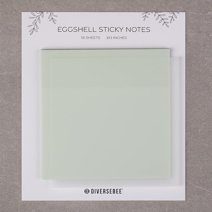 DiverseBee 50 Sheets Pastel Transparent Sticky Notes, 3x3” Clear Sticky Tabs, Translucent Page Flags Book Markers Stickers, Planner Accessories, Bible Journaling Study Office Supplies (Eggshell)