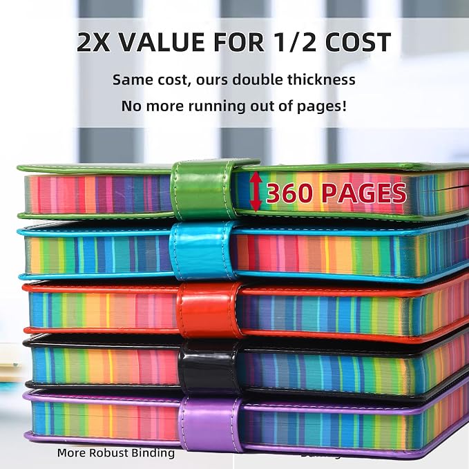 Magnetic Closure Buckle Journal Notebook 360 Pages Macaron Thick Lined Notebooks 5.9x8.3 Soft Leather Journals Magnetic Diary Writing Supplies Work Note Taking Diary(Macaron Purple)