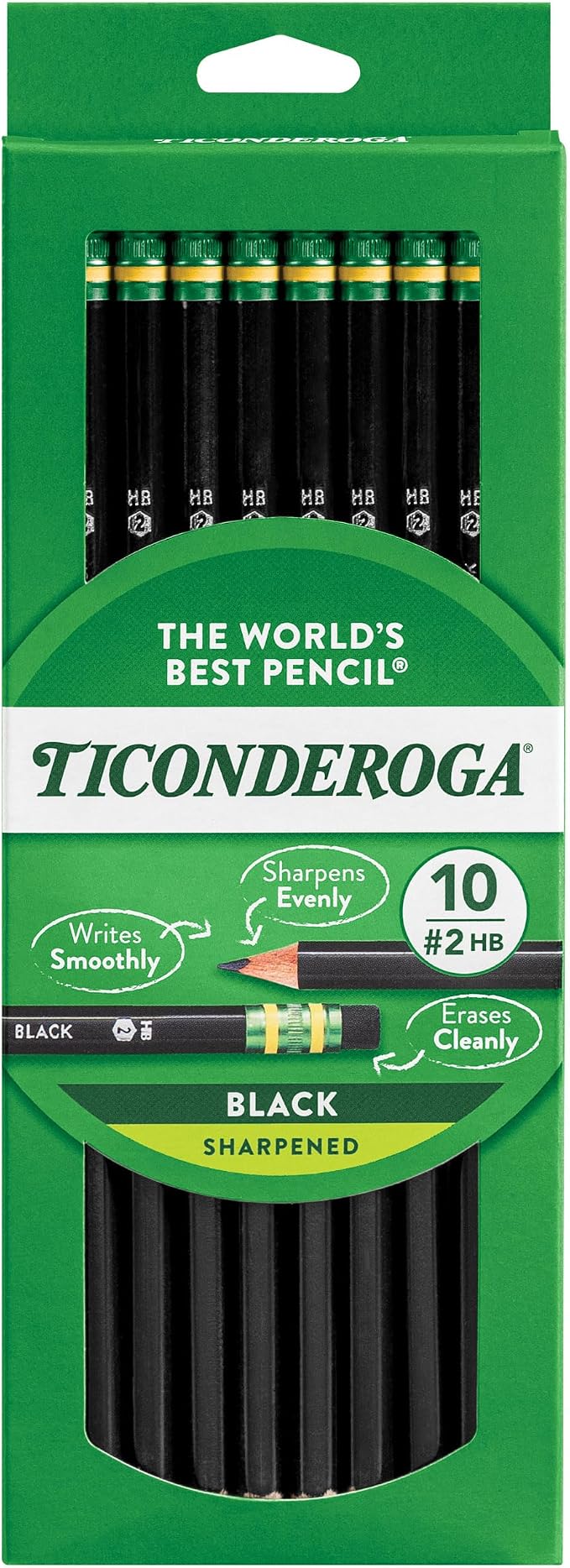 Dixon Ticonderoga Wood-Cased #2 Pencils, Pre-Sharpened, Pack of 60, Black (13915) (60)