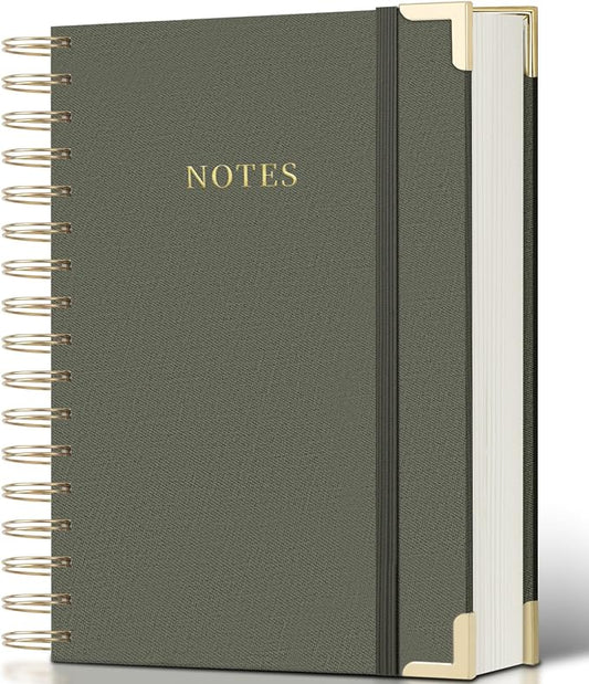 Spiral Notebook Journal, 328 Pages Linen Hardcover College Ruled Notebook, Lined Thick Journals for Women Men, B5 Thick Spiral Journal for Writing, 100GSM Paper, Cute Notebooks for Work School