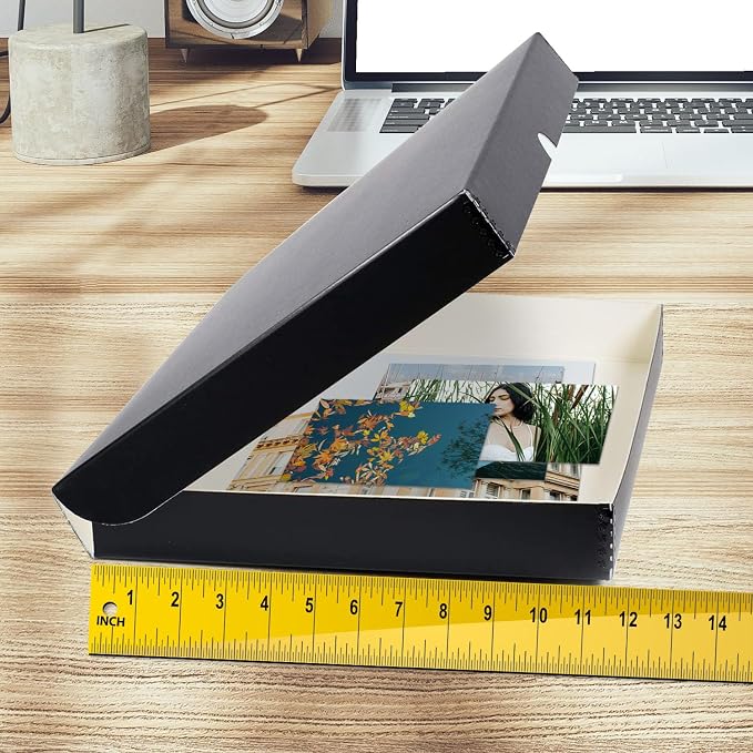 Golden State Art, Clamshell Archival Folio Storage Box 11x17 Inch, Black | Acid-Free Photo Box with Metal Edge Corner, Preserve And Store Paper Documents Cards Prints Arts and Crafts DIY Projects