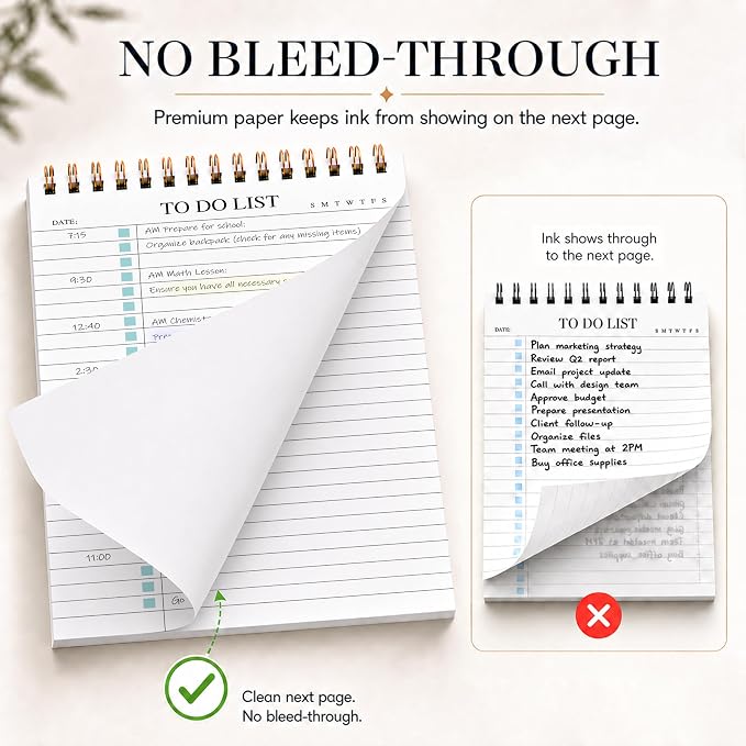 To Do List Notepad 3 Pack, Undated Daily Planner Notepad With To Do List Notebook Checklist Planner Spiral Waterproof Notepad for Office Supplies, School Planner, 52 Sheets/Pack, 5.5"*8.3" A5 Size | To Do List Notebook, Checklist Planner, Waterproof Sp...