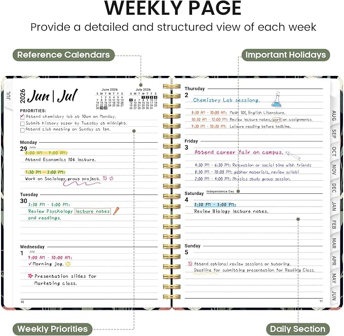 Planner 2026-2027, Academic Monthly and Weekly Calendar Planner for Women, July 2026 - June 2027, Hardcover Pretty Agenda Planner Book with Tabs, Spiral Daily Organizer for School Office Home Supplies, 6.3" x 8.5" - Butterfly Tapestry