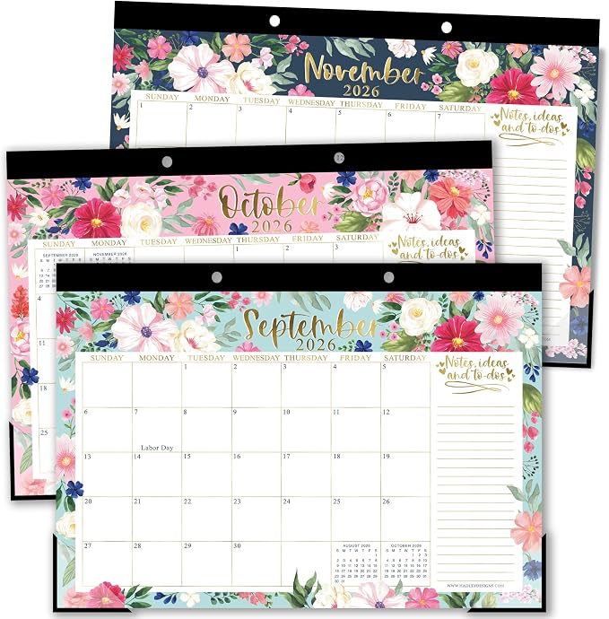 Hadley Designs Large Teacher Desk Calendar 2026-2027 - Desktop Calendar 2026, 18-Month Academic Desk Calendars for School, Home & Office, Cute Classroom Must Haves, Back to School Teacher Gifts