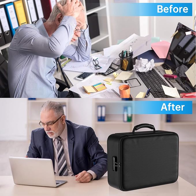 ENGPOW 5200°F Fireproof Document Bag with Lock,8 Layers Heat Insulated | Upgraded File Organizer Fireproof Box,Portable Home Travel Safe Storage for Important Documents,Passport,Laptop, Black(Soft)