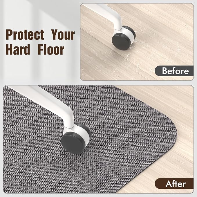 Blvornl Office Chair Mat for Hardwood Floor, 40"x 55" Desk Mat for Hard Wood, Large Anti-Slip Hard Floor Protector Rolling Chair Mat, PVC Mat Desk Rug for Office Home, Dark Grey