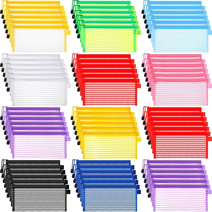 Leelosp 80 Pcs Mesh Zipper Pouch Bulk Mesh Pencil Pouches 10 Color Zipper Bag for Back to School Supplies Cosmetic Office Classroom Travel Appreciation Gift(Solid Color,9 x 4.7 Inch)