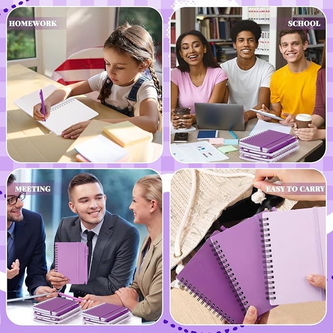 Fulmoon 120 Set Small Spiral Notebooks A6 with Pens Bulk, Multicolor 4" x 6" Pocket Notebooks Mini Lined Journals 50 Sheets for Back to School Supplies Students Gifts Rewards Office (Violet Bloom)