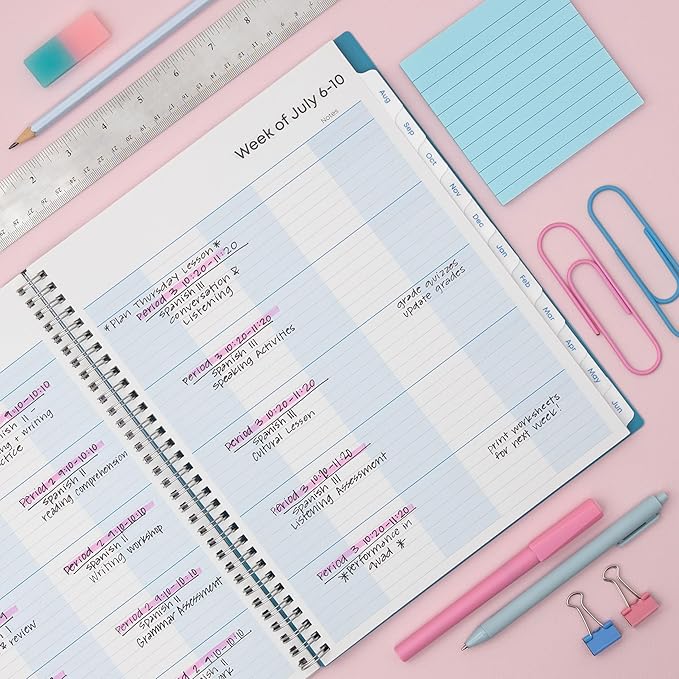 Blue Sky 2026-2027 Weekly & Monthly Academic Planner, 8.5"x11" Ditsy Dapple | July 2026 - June 2027, Clear Pocket Cover, Wirebound, Laminated Tabs, Storage Pocket, Academic Year