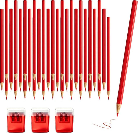 36 Piece Red Colored Pencils Set with Sharpener, Pre-Sharpened Professional Wooden Art Pencils for Artists Drawing and Sketching, Premium Colored Tone Supplies Delivering Detailed Painting(Red)