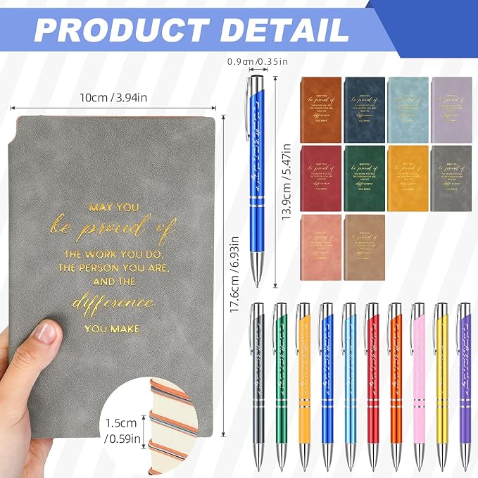 Colarr 40 Pcs Appreciation Gifts Bulk Inspirational PU Leather Notebook Journal & Pen Set Thank You Gifts for Staff, Employees, Coworkers, Nurses(Vivid Colors,May You)