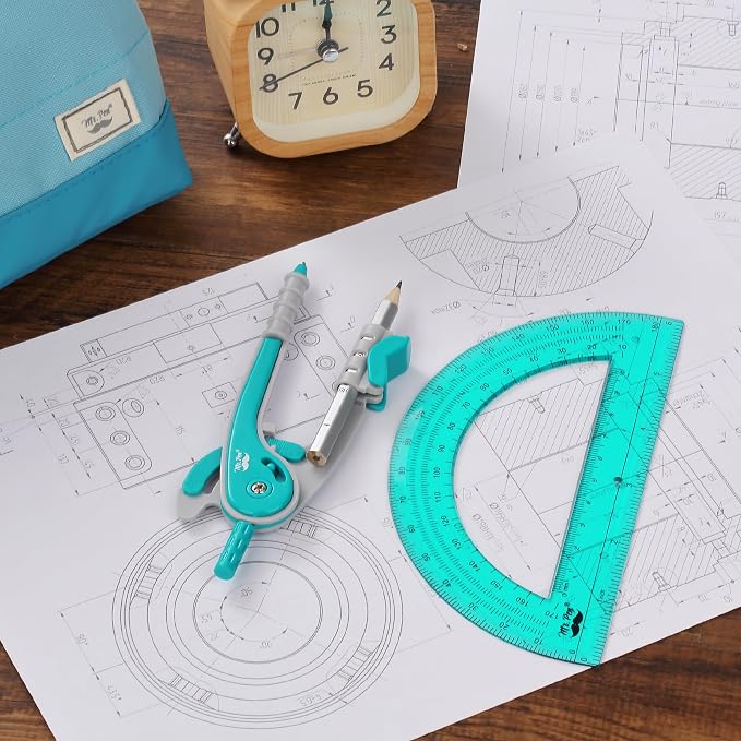 Mr. Pen- Geometry Compass and Protractor Set, 6 Inch Compass | 6 Inch Protractor, Drawing Tool for School, Clear Plastic, Easy Grip, Precision Design for Math, Art, Drafting, Architecture