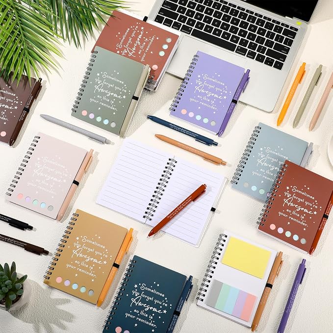 Chuangdi 20 Sets Back to School Teacher Gifts Appreciation Journal Inspirational Notebook with Sticky Notepad Ballpoint Pen Bulk Thank You Gifts for Student Staff Team Coworker Nurse(Neutral)