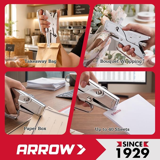 Arrow Fastener P22 Heavy Duty Handheld Plier Stapler for Crafts, Office, and Insulation, Uses 1/4-Inch and 5/16-Inch Staples