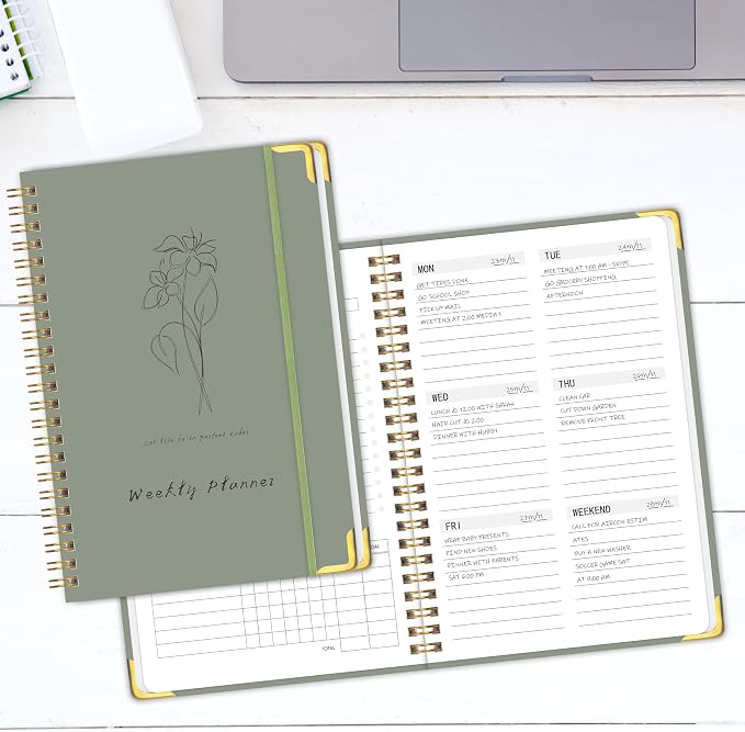 KAICN Undated Weekly Planner with To-Do List & Habit Tracker, 6" x 8" | 52-Week, 2-Page Weekly Spreads, No-Bleed Paper, Smooth Writing, Inner Pocket, Metal Corner Protector, Elastic Closure