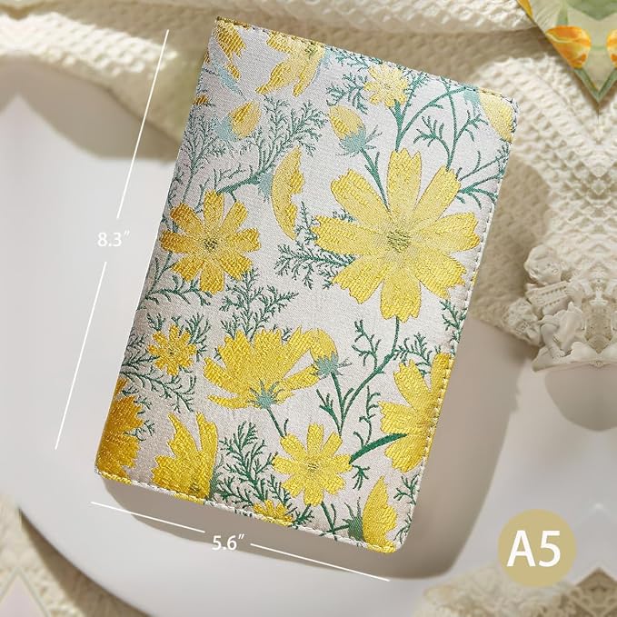 ipoul Beautiful Journal for Women, Daisy Flower, Hardcover, A5, 6x8, Lined Pages, Lay-flat, Personal Notebook, Self Care Journal, Birthday Gifts for Friends Female, Wife, Mom, Yellow