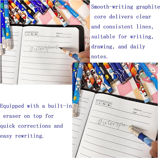 72PCS Wooden cased Pencils for Kids with Erasers, Wood Pencils for School,Drawing,Gift (72PCS) (Outerspace, 72)