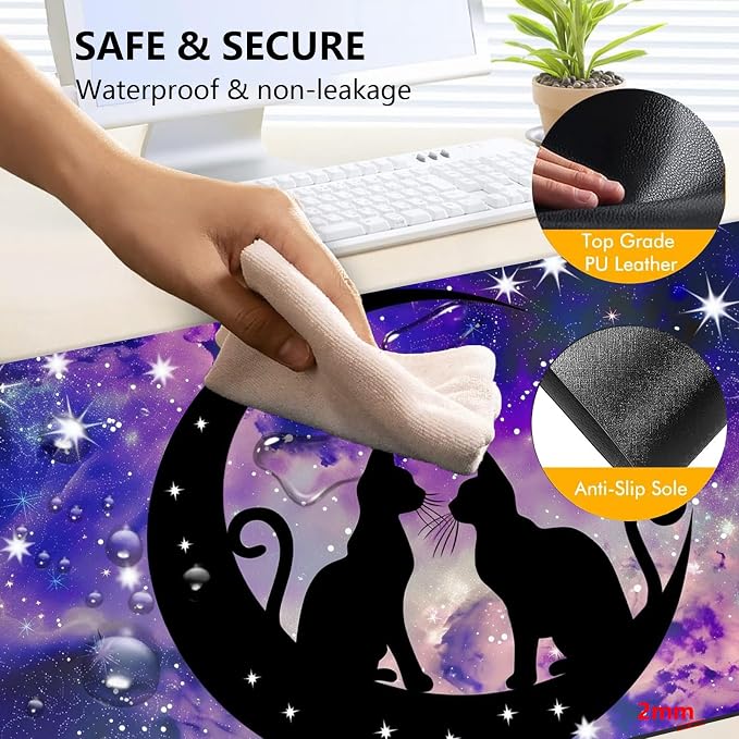 Heated Mouse Pad with 3 Levels Heated & 3 Hours Auto Shut-Off Mouse Pad for Warming Hands in Office Home, 23.6" x 14.2"Large Safe Desk Mat Hand Warmer，Cute Space Cat