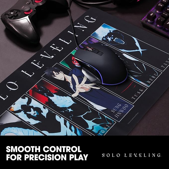 Solo Leveling Large Gaming Mouse Pad 31"x15" XL Computer Desk Mat, Anime | Oversized 31x15in Solo Leveling anime gaming mouse pad, smooth fabric top, stitched edges, non-slip rubber base.