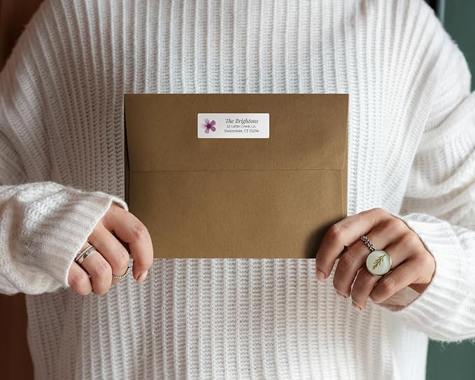 Personalized Return Address Labels - Watercolor Floral Classic Style - Over 30 Images to Choose from - Custom Self Adhesive Stickers for Envelopes (60-960 Labels)