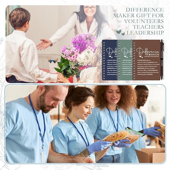 Tellingyou 20 Sets Difference Maker Employee Appreciation Gift for Coworker to Do List Notebooks with Ballpoint Pen Note Pads Journal Back to School for Teacher Nurse Staff Team (Office Color)