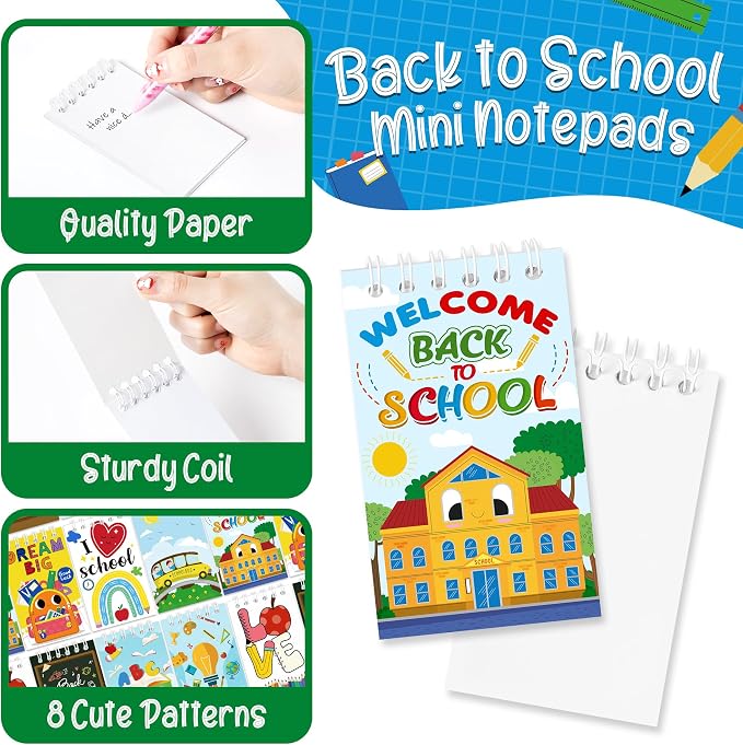 24Pcs Back to School Mini Notebooks First Day of School Gifts for Kids | Colorful Pocket Spiral Notepads Memo Pads Teacher Rewards Gifts Goodie Bag Stuffers Classroom Party Favors for Students