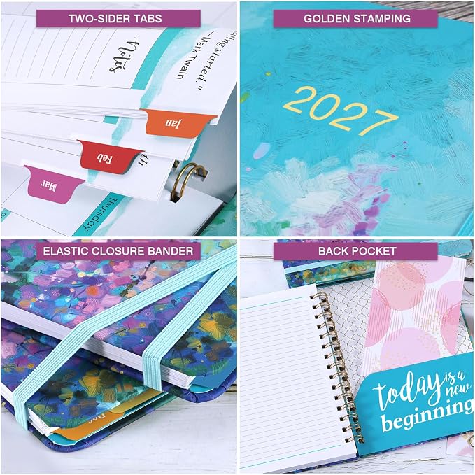 2027 Planner - 2027 Planner Weekly and Monthly, JAN.2027 - DEC.2027 | Planner 2027, 6.5" x 8.5", 2027 Calendar Planner Weekly and Monthly with Inspiring Quotes, Colorful Tabs, Pocket, Hardcover