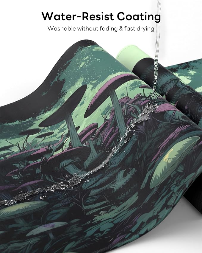 XL Gaming Mouse Pad, 31.5x15.7'' Large Desk Mat with Anti-Slip Rubber Base & Stitched Edges for Gaming, Office, Home, Gloomy Cemetery
