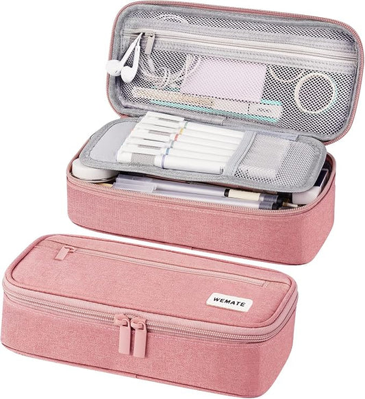 WEMATE Pencil Case, Large Storage Organizer, Makeup Bag, Teacher Must - have, Big Pencil Pouch, Marker Case for College