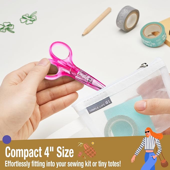 Beaditive High Precision Detail Scissors Set (2-Pc) Sharp, Fine Tips | Paper Cutting, Scrapbooking, Sewing, Crafting | Stainless Steel | Protective Cover (Jelly)