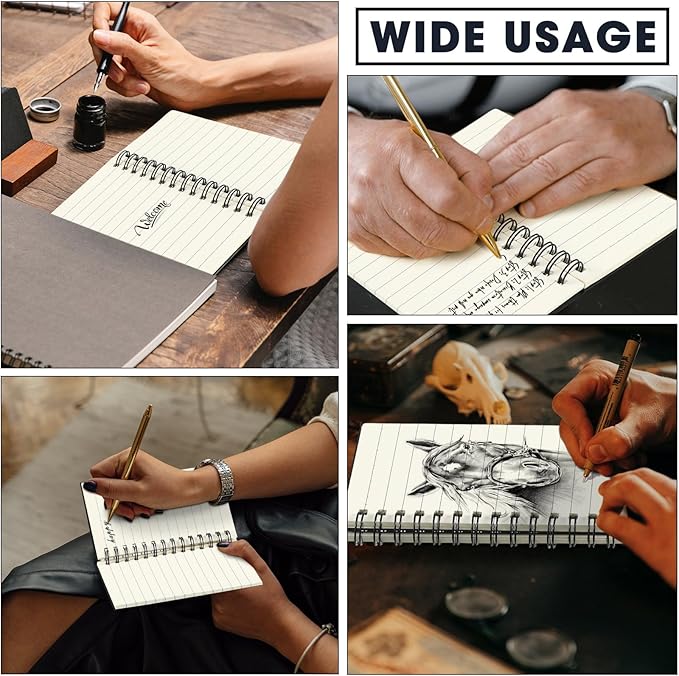 Jutom 2 Pcs Small Spiral Notebooks Memo Pads 3x5 Bulk Small Pocket Notebooks Mini Notepads with Lined Pages Mini Journals for Office School Work Supplies, 120 Pages (Black)