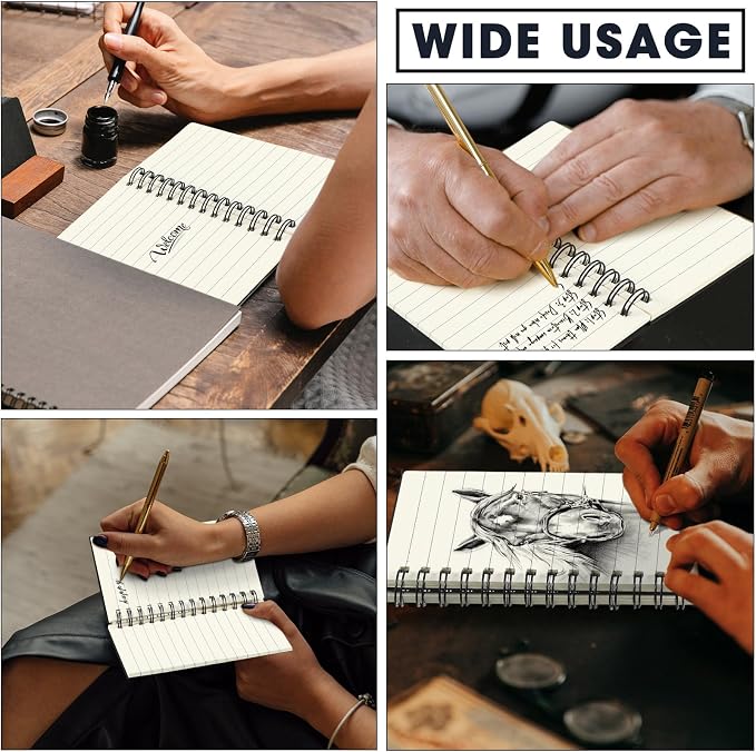 Jutom 150 Pcs Small Spiral Notebooks Memo Pads 3x5 Bulk Small Pocket Notepads Back to School Supplies Mini Notebook with Lined Mini Journals for Office & Work, 120 Pages (Black)