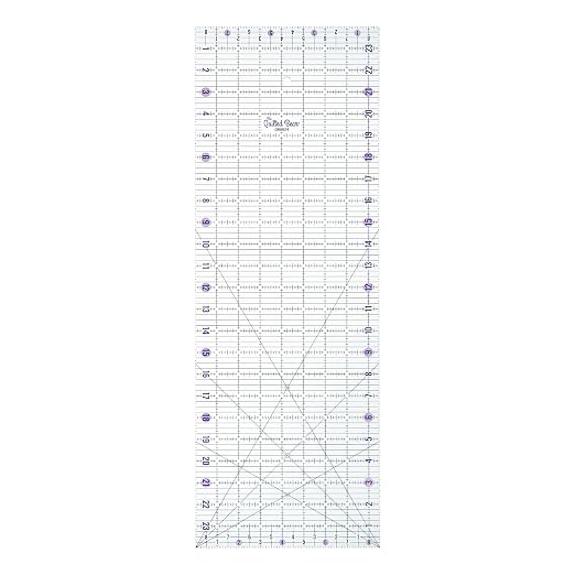 The Quilted Bear Rectangular Acrylic Quilting Ruler, 8.5" x 24" | Non-Slip, Precise Bold Lines, 30, 45 & 60 Degree Angles, 3mm Thick Transparent Acrylic, for Quilt Blocks, Sewing & Craft