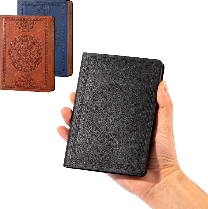 CAGIE 3 Pack Small Notebook for Men Soft Cover Pocket Notebook Leather Journals for Writing, 672 Lined Pages Mini Notebooks for Work 3x5, A6 Little Notebook, Black Brown Blue