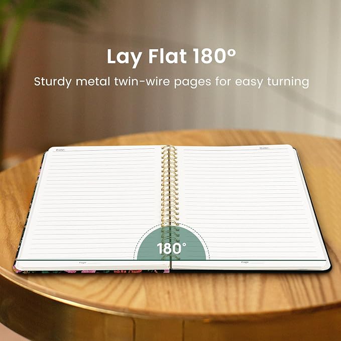 Taja Lined Spiral Notebook Journal for Women A5(5.8" × 8.3"), Cute Hardcover Notebook for Work, School & Note Taking, Pretty College Ruled Journal for Writing, 140 Pages, Abundant Floral
