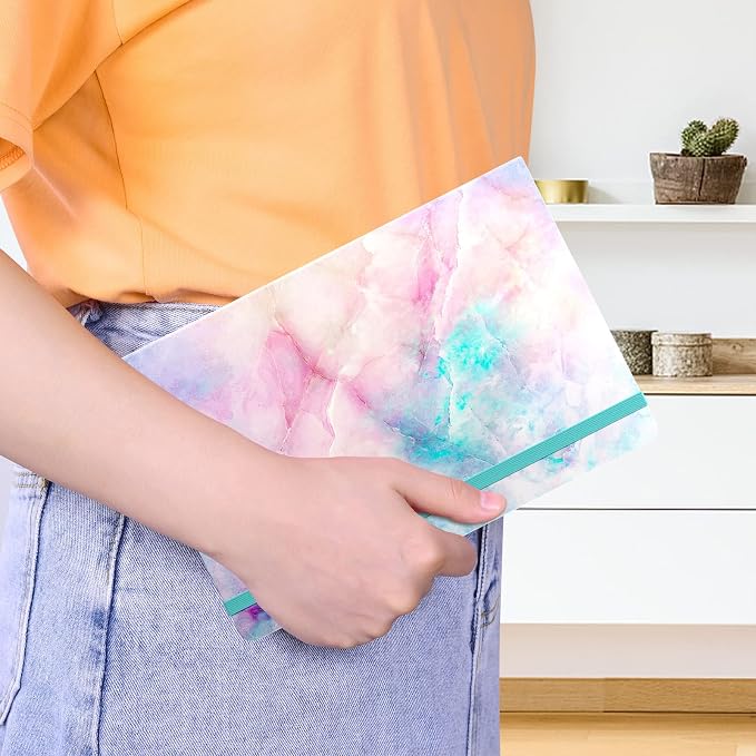 Lined Journal Notebook, Hardcover, Medium 5.7 x 8.4 in, 160 Pages Thick Paper, Cute Aesthetic A5 College Ruled Notebook for Journaling Writing Work Office School Women Men, Colorful Marble