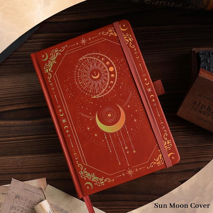 TIEFOSSI Dot Journal, 160gsm 190 Numbered Pages, Diary for Work & Sketching, A5 Hardcover Leather Journal for Writing Women Men | 190 Numbered Pages,Diary for Work & Sketching, A5 Hardcover Leather Journal for Writing Women Men