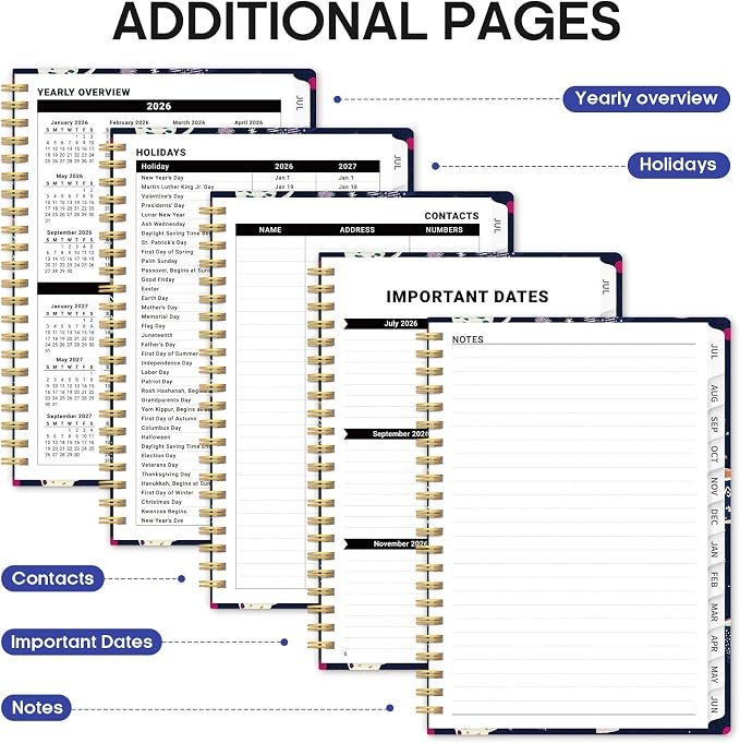 Planner 2026–2027, Weekly & Monthly Academic Organizer for School Year, Jul 2026–Jun 2027, Hardcover Planner with Tabs, Back to School Essential, 6.3" x 8.5", Caffeine Mosaic
