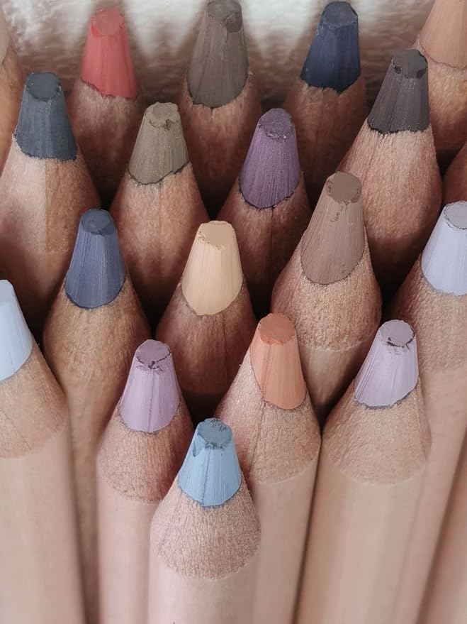 Soft Pastel Pencils 24 Colors Grey Tone Art Drawing Pencil Set | Professional Grade, Not Oil-Based, For Drawing Sketching Coloring,Art Supplies
