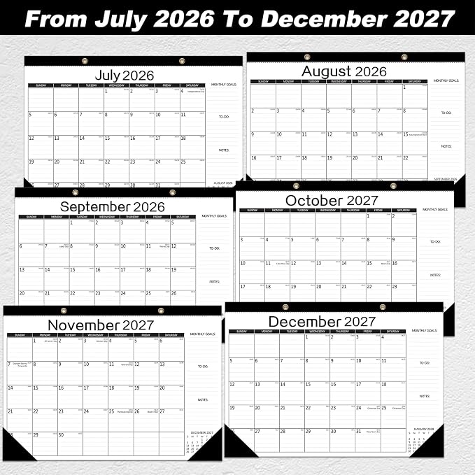 MZD8391 Desk Calendar 2026-2027, Jul 2026-Dec 2027 18 Months, 17" x 12" | Large Desktop Academic Calendar, Wall Calendar, Monthly Planner, Julian Dates, Home School Office Planning Organization Gift